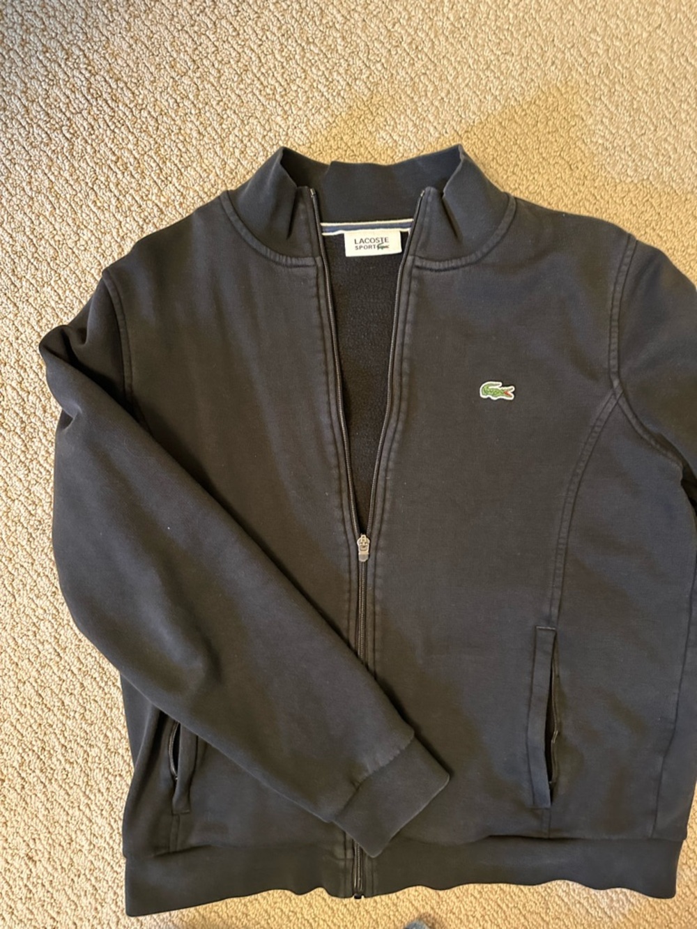 Lacoste Sport Black Sweatshirt with Green Crocodile Logo